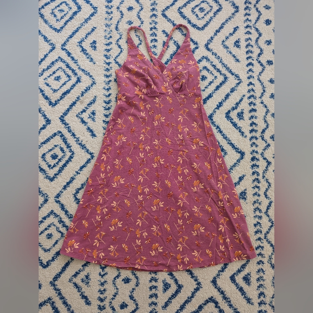 Patagonia Pink Floral Wrap-Front Midi Dress